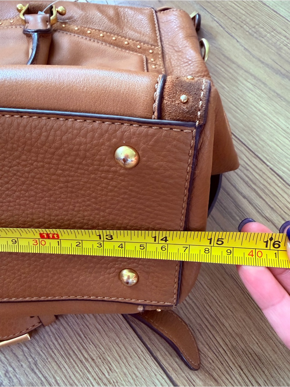 Ralph Lauren Cognac Leather Satchel with Gold Hardware - Picture 8 of 9